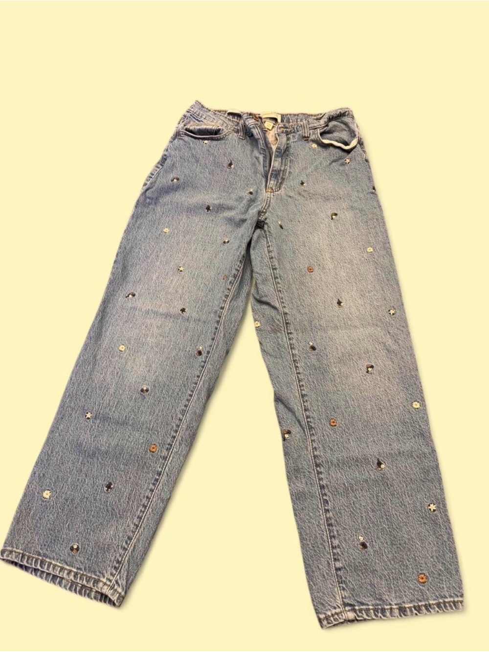 Floral Light Blue Women's Straight-Leg Jeans